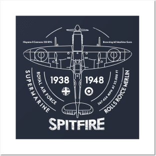 Vintage RAF Spitfire WW2 Fighter Plane Posters and Art